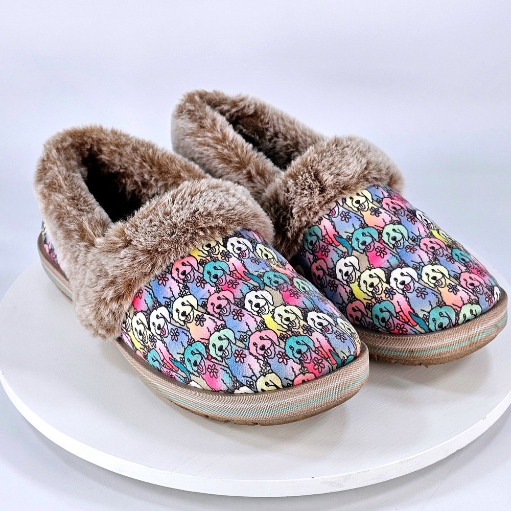 Skechers BOBS Keepsakes Ice Angel Dog Print Slippers Multi Color 113481 6.5